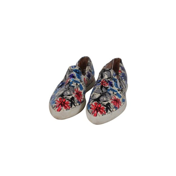 Miu Miu Floral Printed Slip On Sneakers US 6 EU 36 Blue Pink Patent Leather - Picture 3 of 11